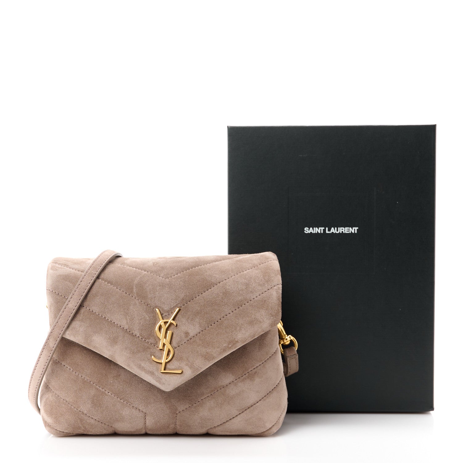 Saint Laurent Suede Toy Loulou Shoulder Bag Taupe 16 of 16
