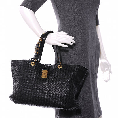 Bottega Veneta Leather Intrecciato Capri Tote Black 2 of 11