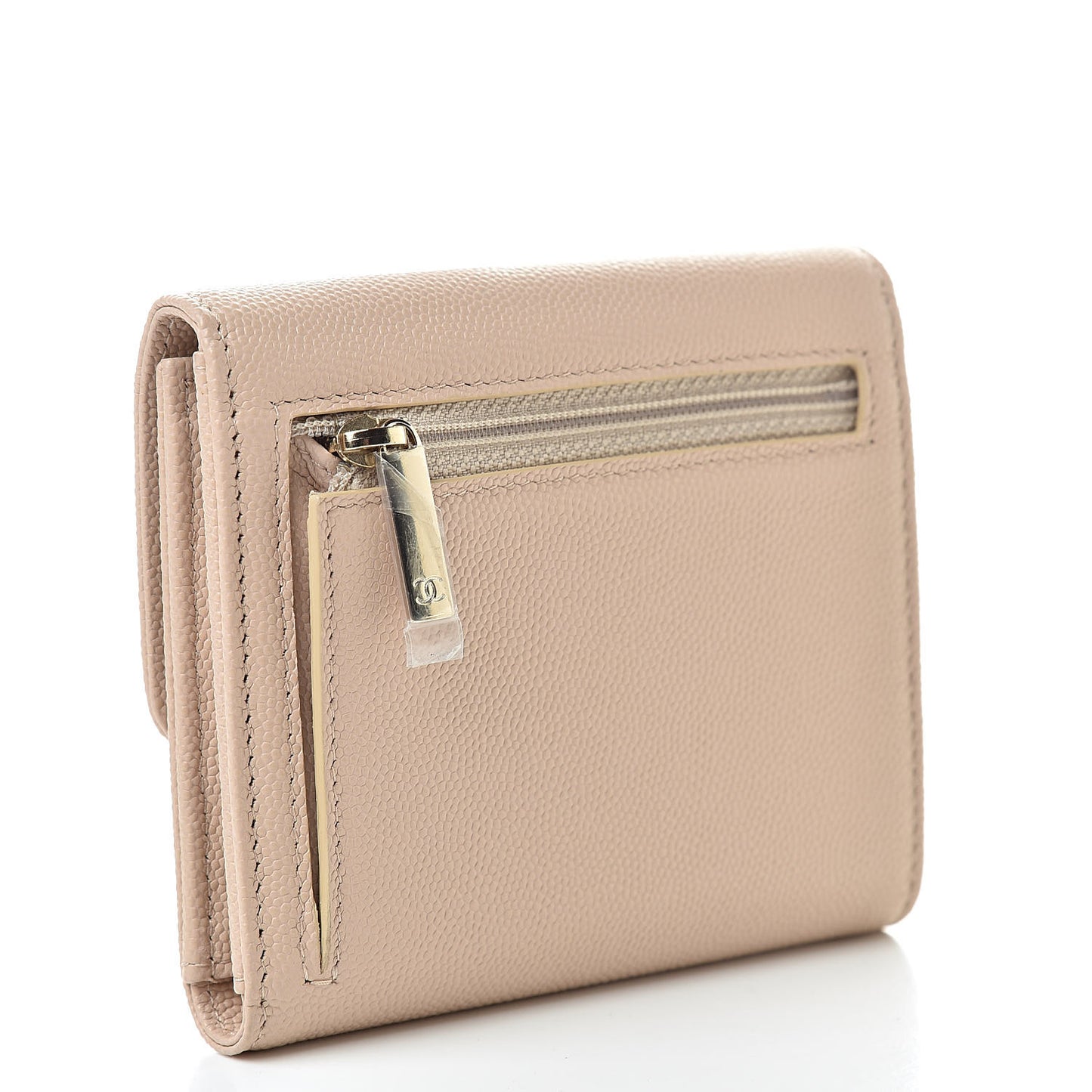 Caviar Timeless CC Compact Flap Wallet Beige