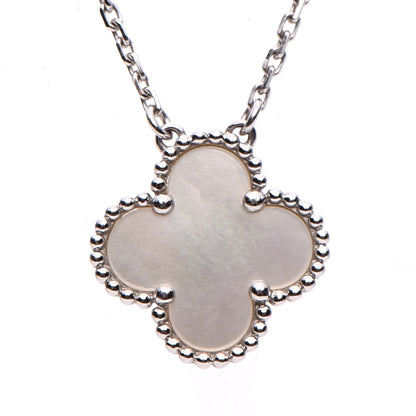 Van Cleef & Arpels 18K White Gold Mother of Pearl Vintage Alhambra Pendant Necklace 4 of 7