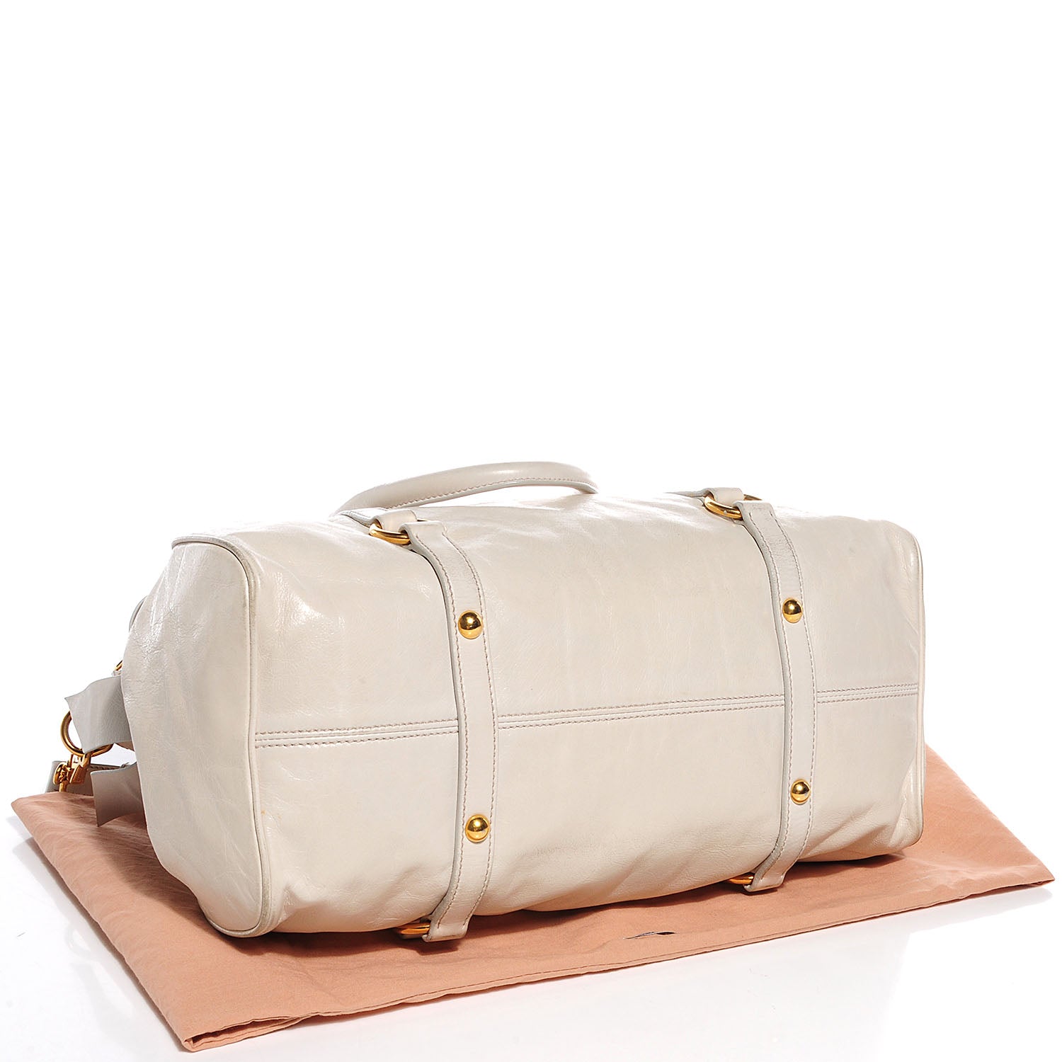 Miu Miu Vitello Lux Large Bow Bag Talco 4 of 9