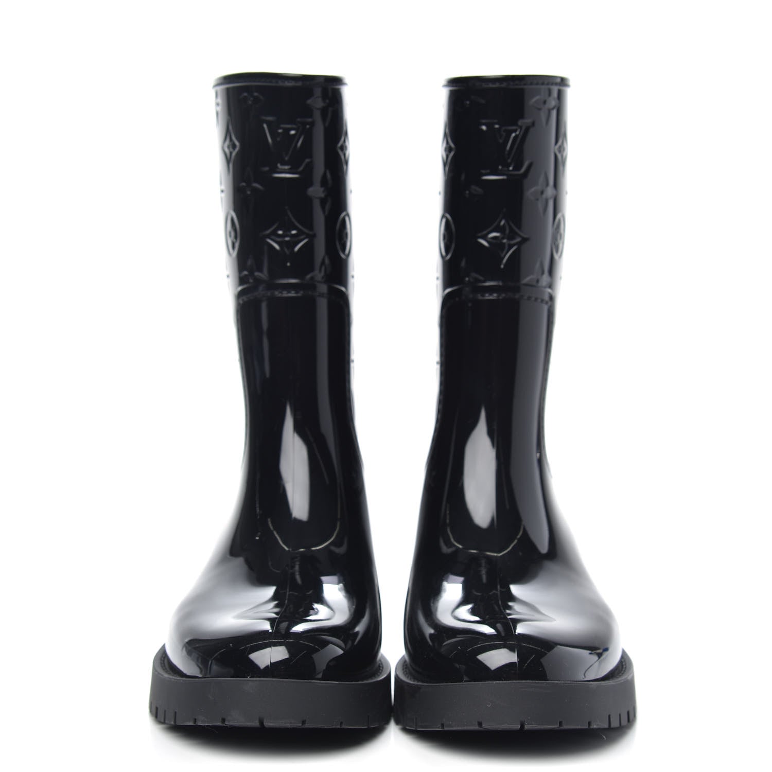 Louis Vuitton Rubber Embossed Monogram Drops Flat Half Boots 41 Black 2 of 8