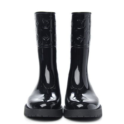 Louis Vuitton Rubber Embossed Monogram Drops Flat Half Boots 41 Black 2 of 8