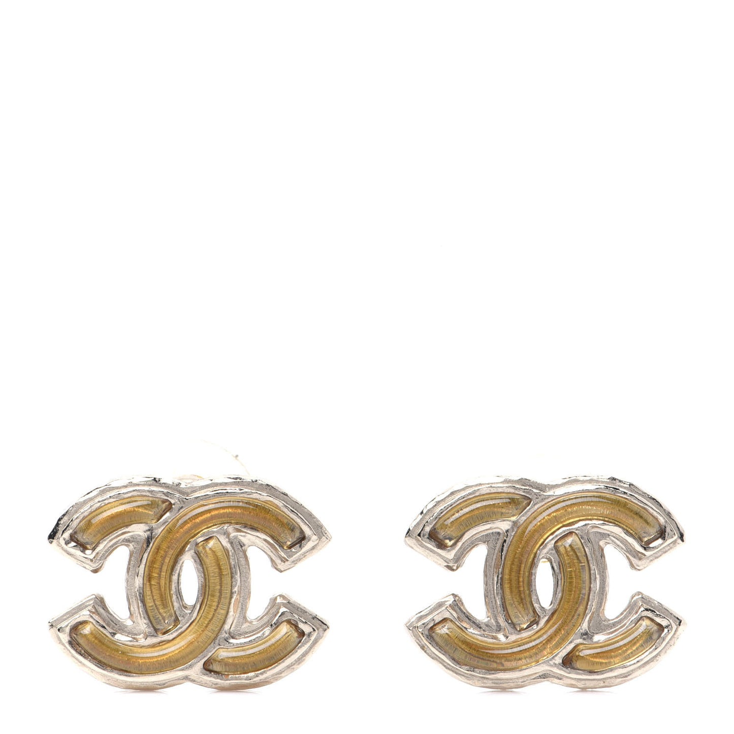 Enamel CC Earrings Gold Light Gold