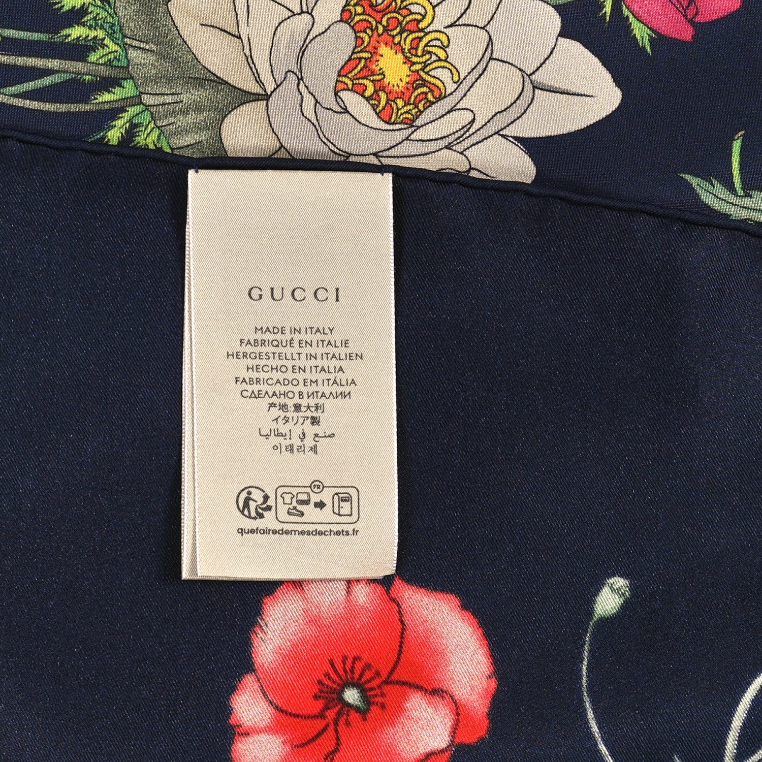 Gucci Silk Twill Flora GG Square Scarf Royal Blue 3 of 3