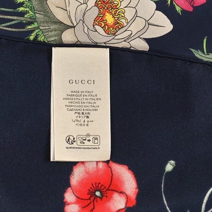 Gucci Silk Twill Flora GG Square Scarf Royal Blue 3 of 3