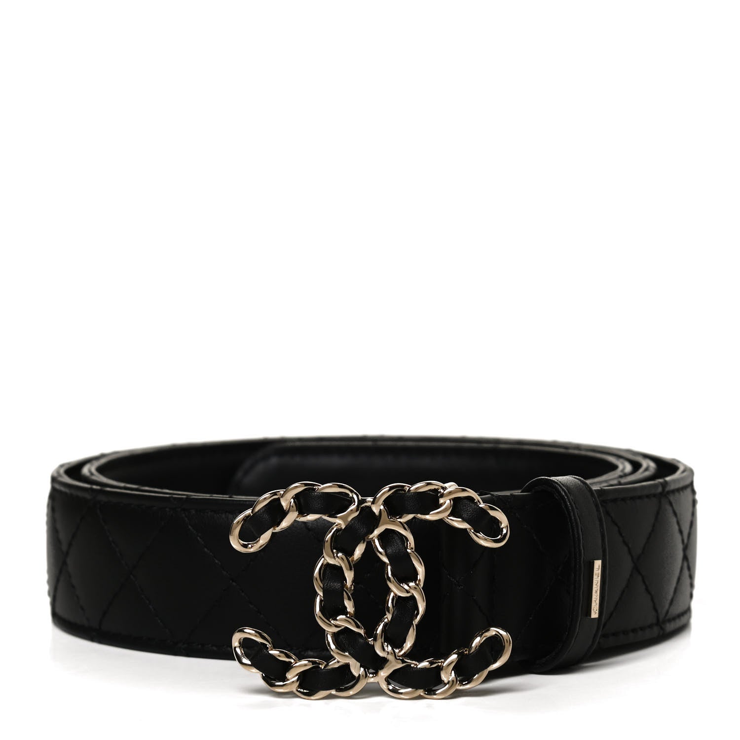 Chanel Calfskin Quilted CC Chain Belt 95 38 Black 1 of 9