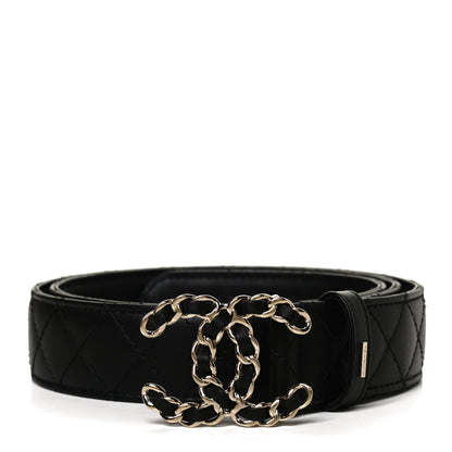 Chanel Calfskin Quilted CC Chain Belt 95 38 Black 1 of 9