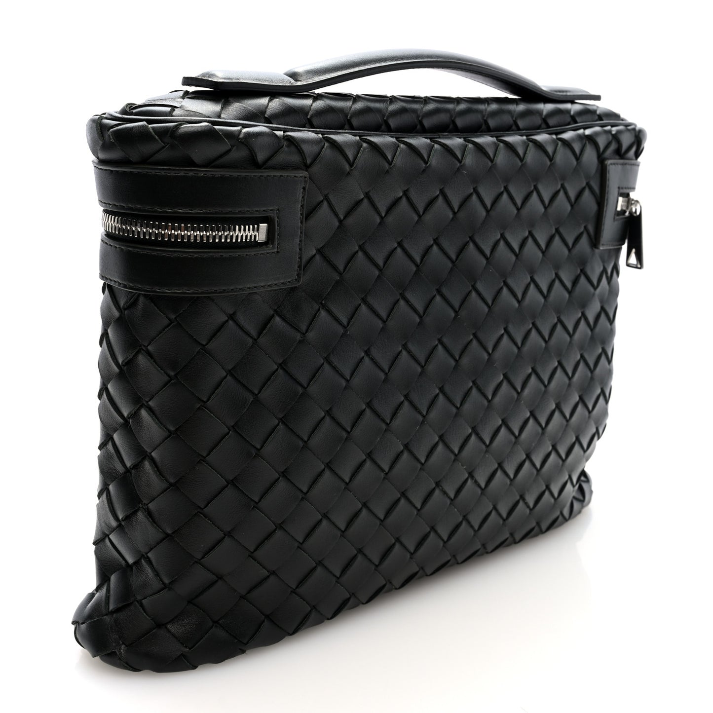 Calfskin Intrecciato Document Holder Black