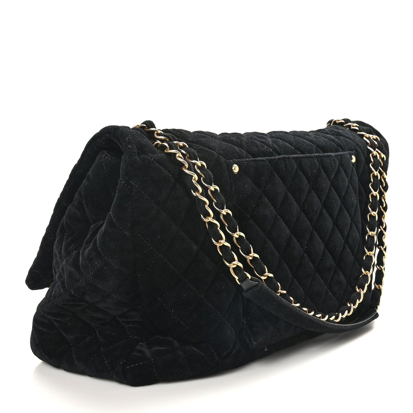 Velvet Quilted XXL Travel Flap Bag Black