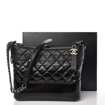 Chanel Patent Goatskin Quilted Medium Gabrielle Hobo Black 8 of 8