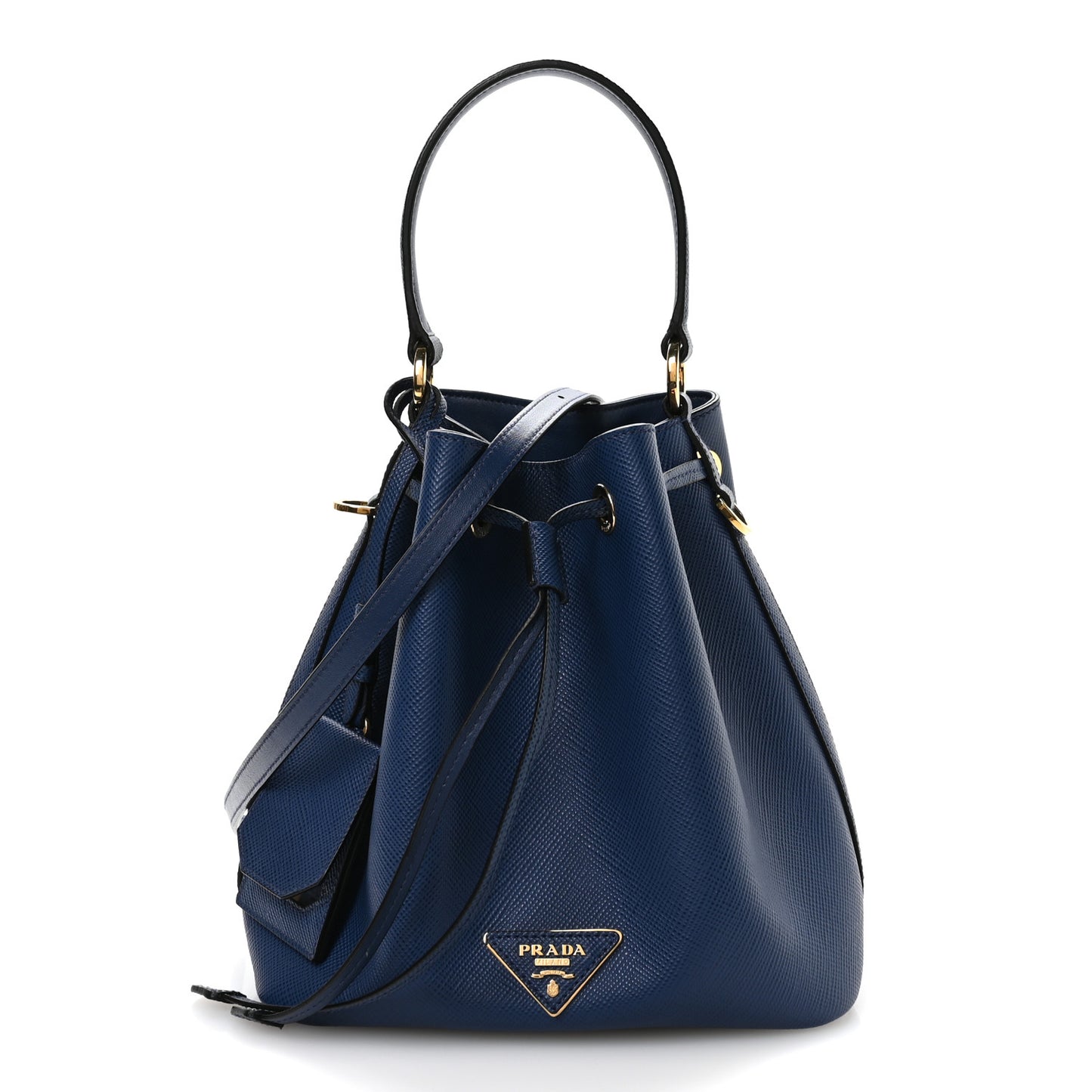 Saffiano Cuir Bucket Bag Bluette