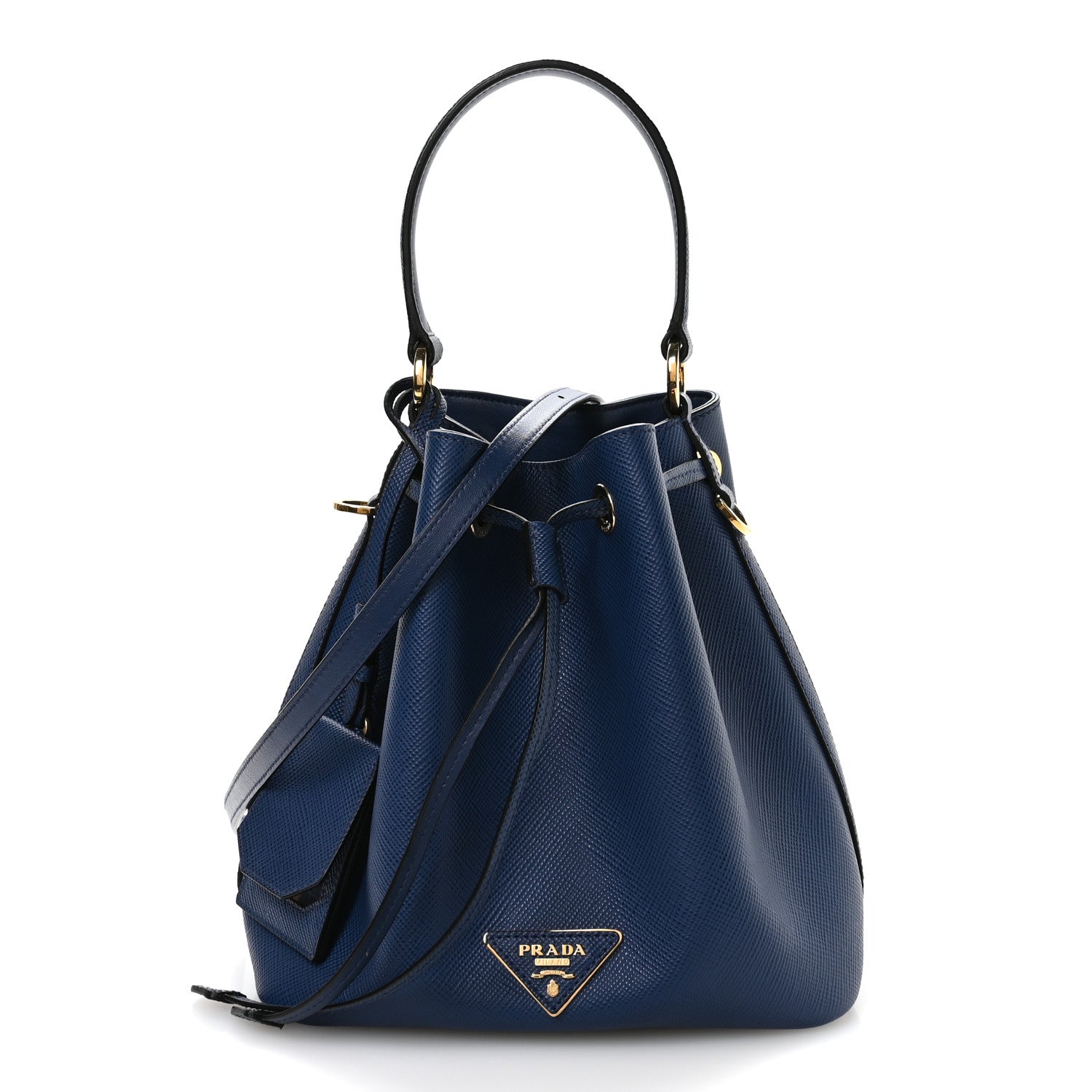 Prada Saffiano Cuir Bucket Bag Bluette 1 of 10