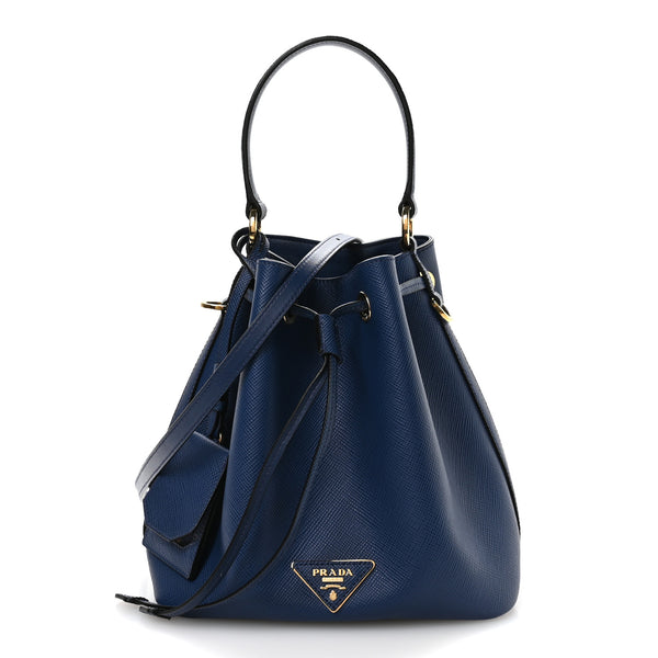 Prada Saffiano Cuir Bucket Bag Bluette 1800190 – FASHIONPHILE