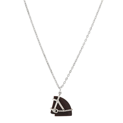 Hermes Vulcanium Cheval Necklace Silver Brun 1 of 4