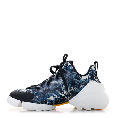 Christian Dior Neoprene Rubber Dior Palms Print Womens D-Connect Sneakers 40 Indigo Blue 1 of 6