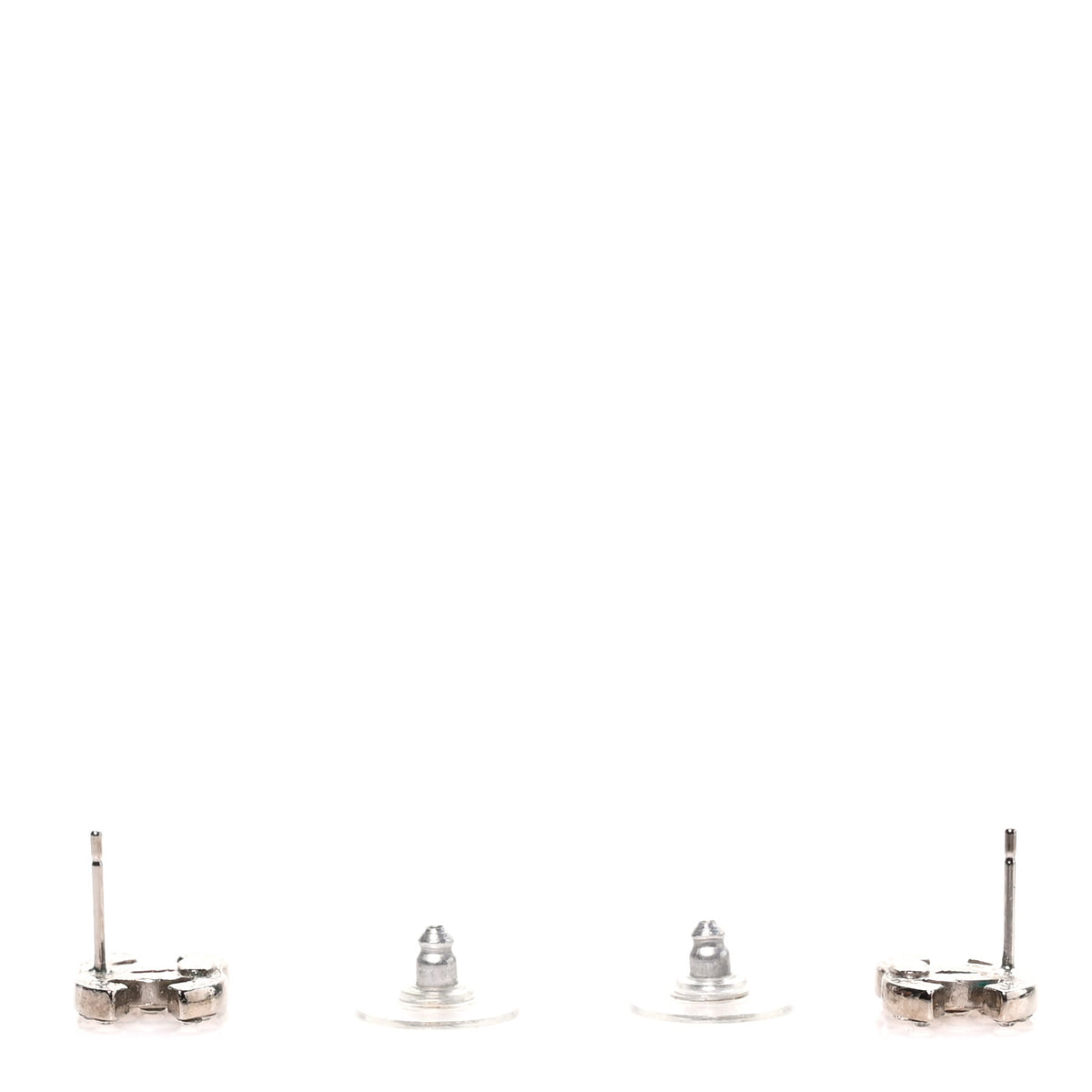 Chanel Crystal CC Earrings Silver 3 of 5