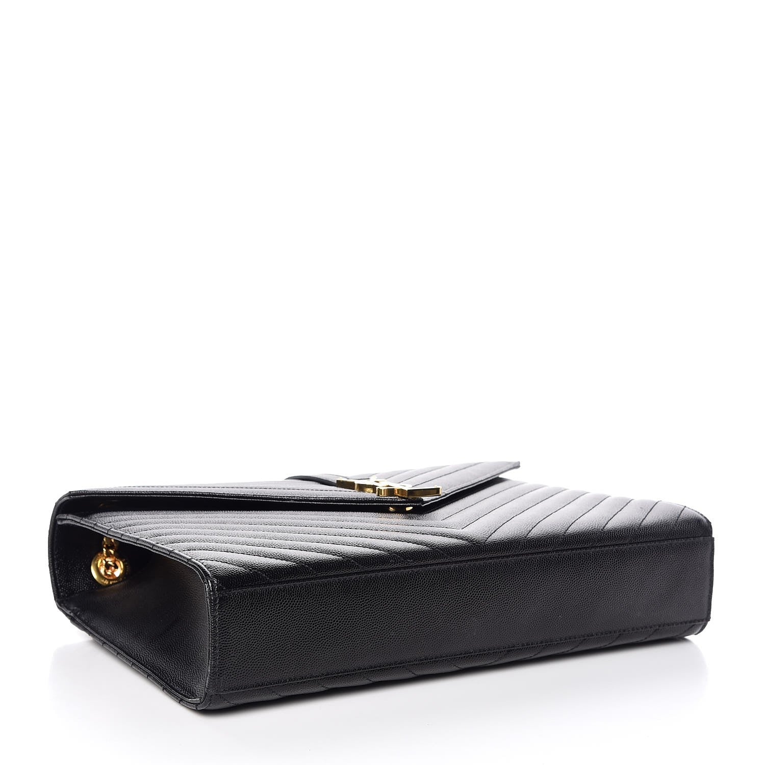 Saint Laurent Grain De Poudre Matelasse Chevron Large Monogram Satchel Black 4 of 8