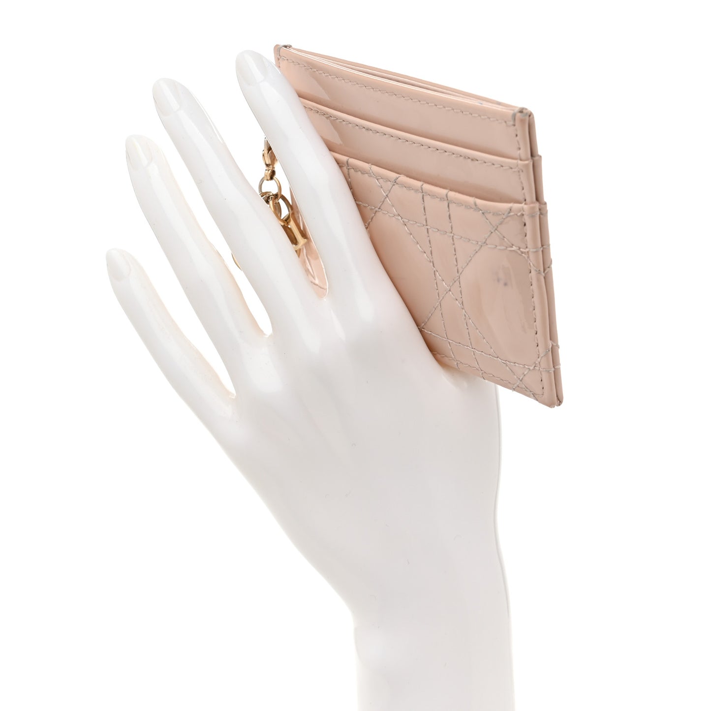 Patent Cannage Lady Dior Card Holder Powder Pink