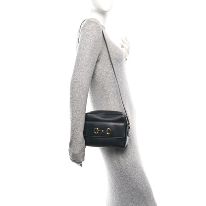 Gucci Textured Calfskin Small Horsebit 1955 Shoulder Bag Black 2 of 11