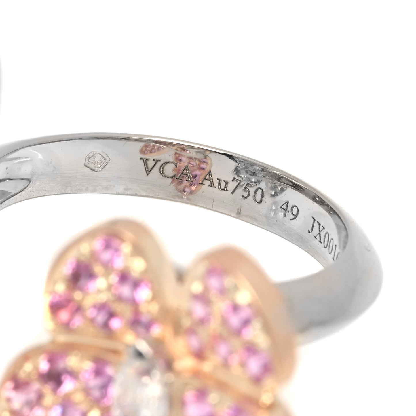 18K White Rose Gold Diamond Pink Sapphire Two Butterfly Between The Finger Ring 49 5
