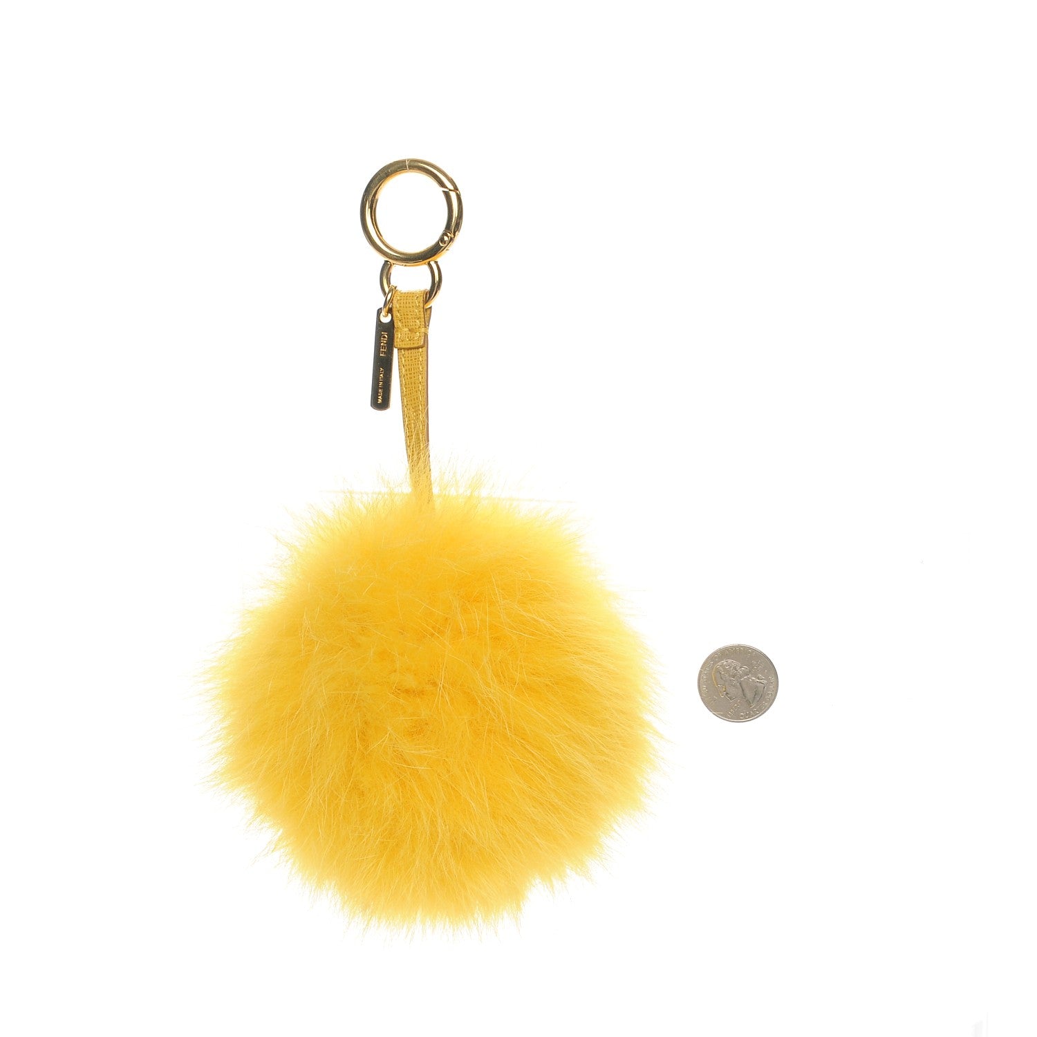 Fendi Fox Fur Pom Pom Bag Charm Yellow 2 of 4