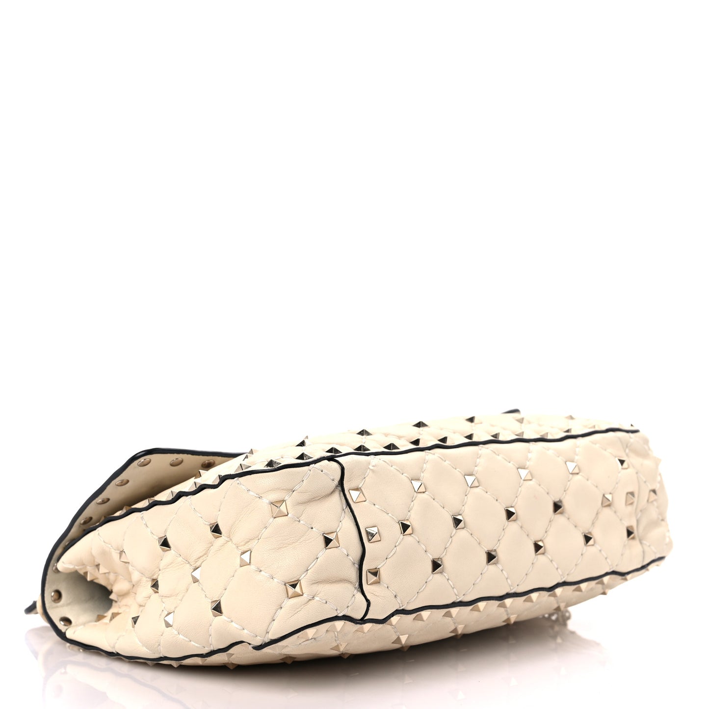 Nappa Medium Rockstud Spike Shoulder Bag Light Ivory