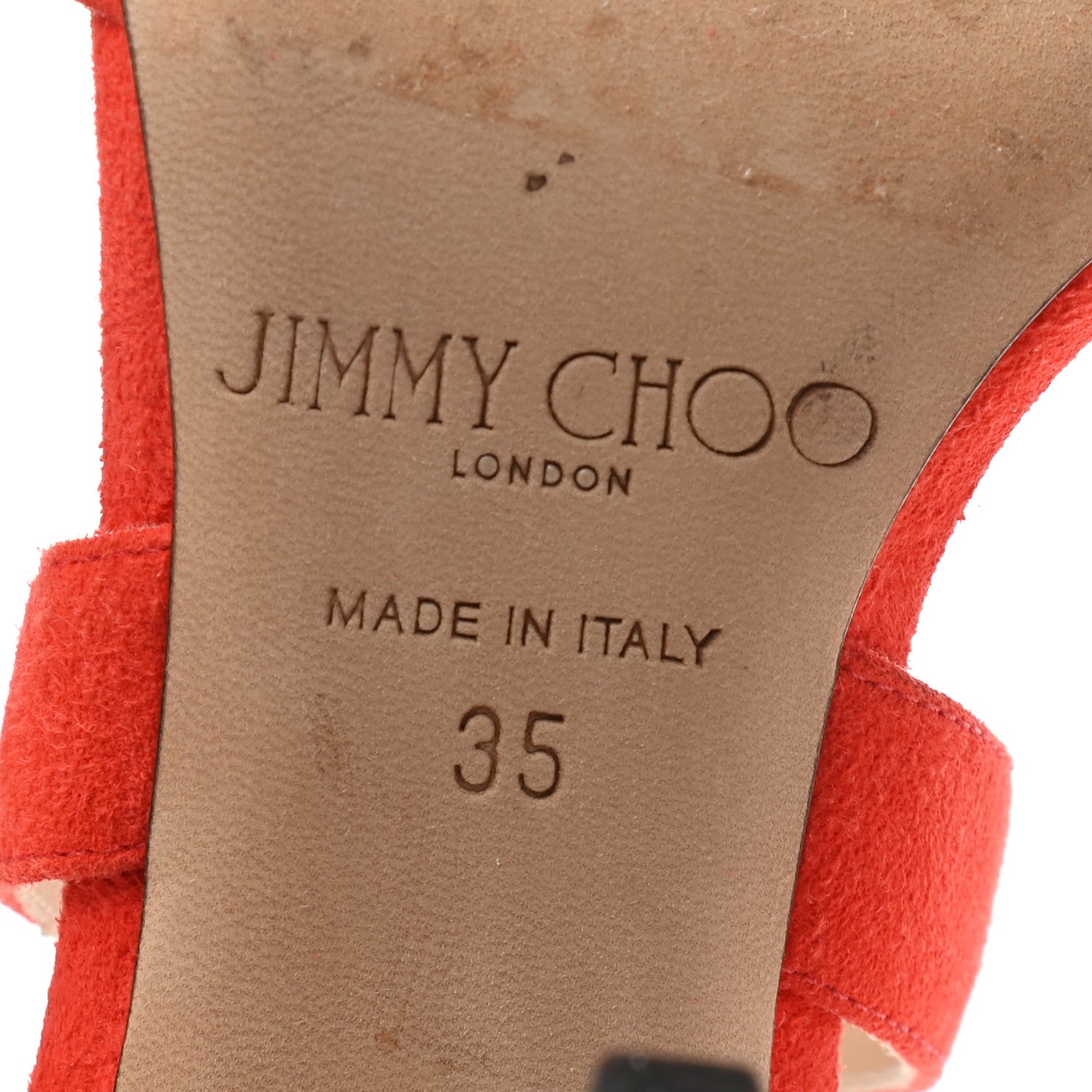 Jimmy Choo Suede Lottie Sandals 35 Fire 6 of 7
