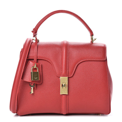 Celine Grained Calfskin Small 16 Top Handle Bag Red 1 of 11