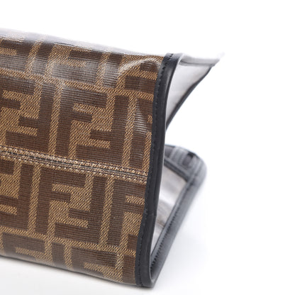 Fendi Glazed Fabric Vitello Century FF 1974 Stamp Patch Mini Peekaboo Defender Cover Mogano Panna Black 9 of 9