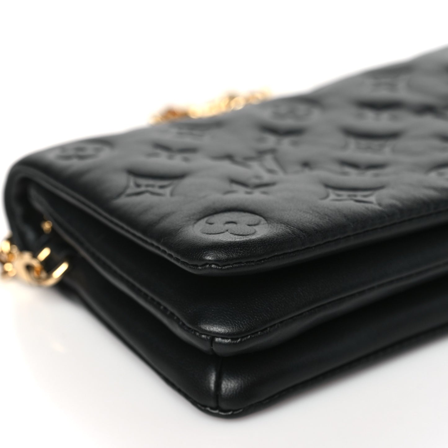 Lambskin Embossed Monogram Pochette Coussin Black