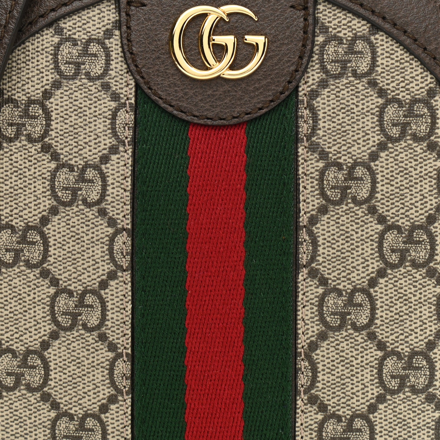 Gucci GG Supreme Monogram Web Mini Ophidia Round Shoulder Bag Brown 9 of 10