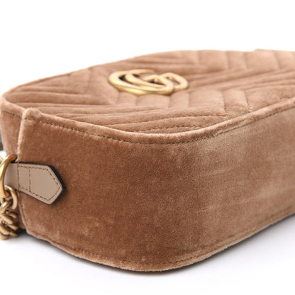 Gucci Velvet Matelasse Small GG Marmont Chain Shoulder Bag Taupe 8 of 10