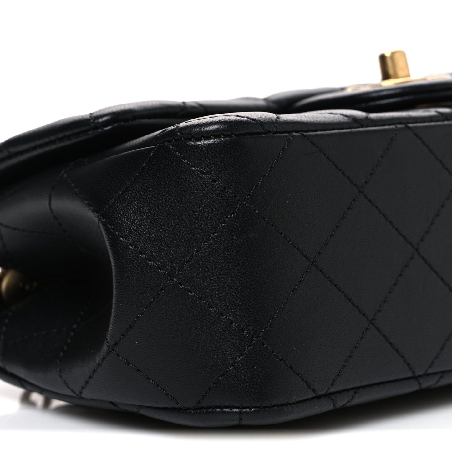 Lambskin Quilted Mini Rectangular Sweet Camellia Flap  Black