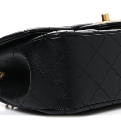 Chanel Lambskin Quilted Mini Rectangular Sweet Camellia Flap  Black 8 of 10