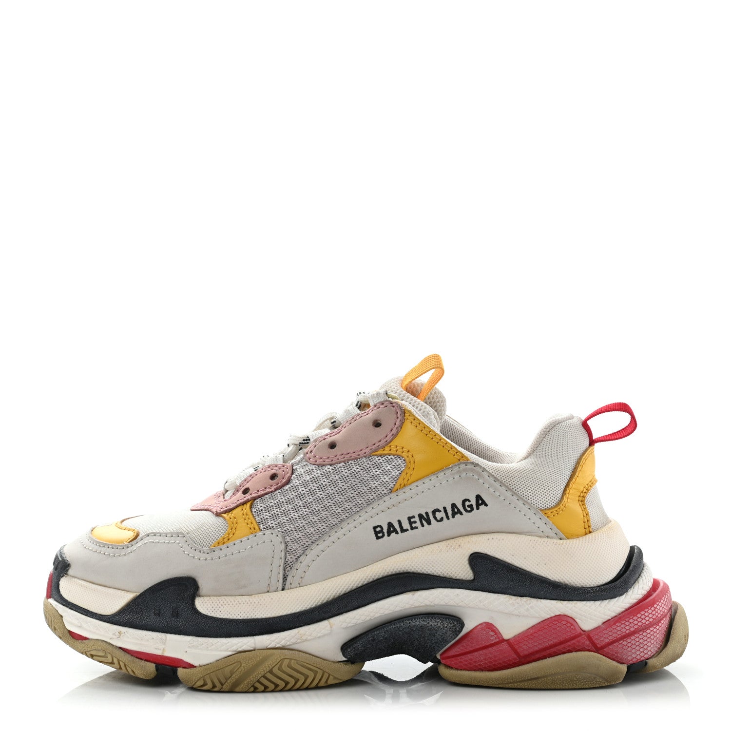 Balenciaga Mesh Nubuck Womens Triple S Sneakers 37 White Gris Jaune Rose 1 of 21