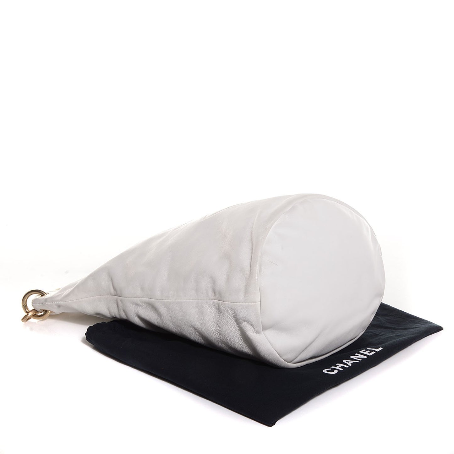 Calfskin CC Bucket Hobo White