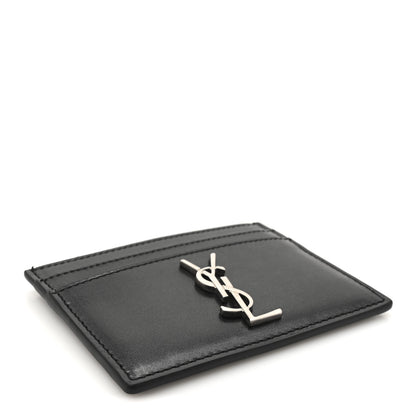 Saint Laurent Calfskin Monogram Credit Card Case Black 4 of 7
