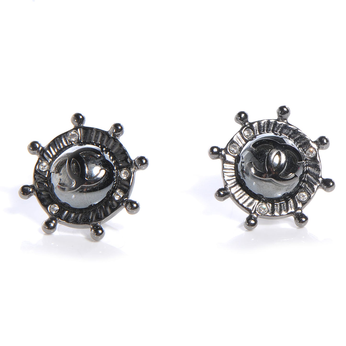 Crystal CC Nautical Wheel Earrings
