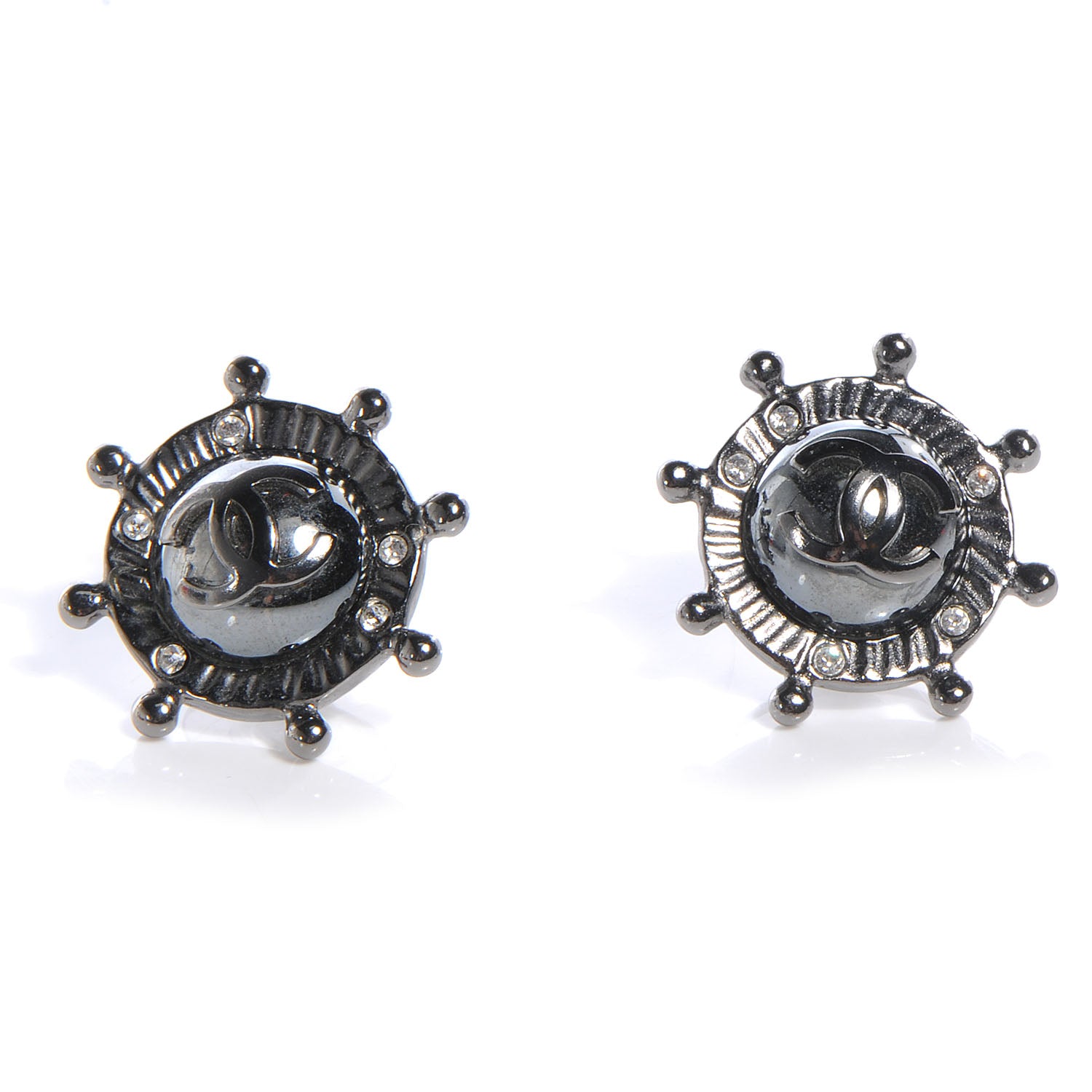 Chanel Crystal CC Nautical Wheel Earrings 1 of 5