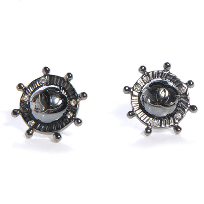 Chanel Crystal CC Nautical Wheel Earrings 1 of 5