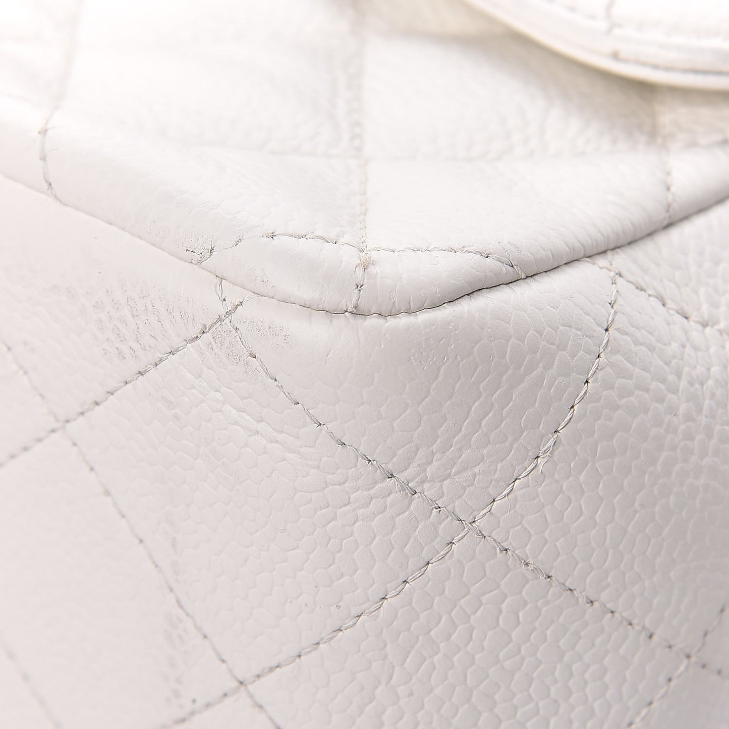 Caviar Quilted Jumbo Double Flap White