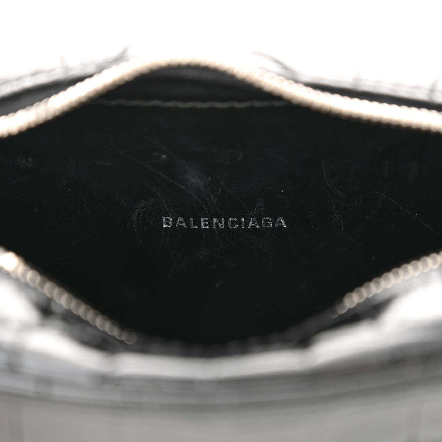 Shiny Calfskin Logo Crocodile Embossed XS Everyday Camera Bag Black