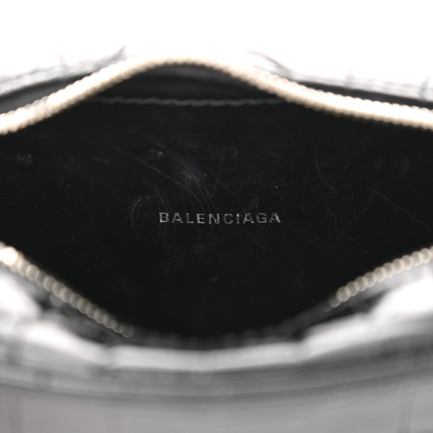 Balenciaga Shiny Calfskin Logo Crocodile Embossed XS Everyday Camera Bag Black 6 of 12