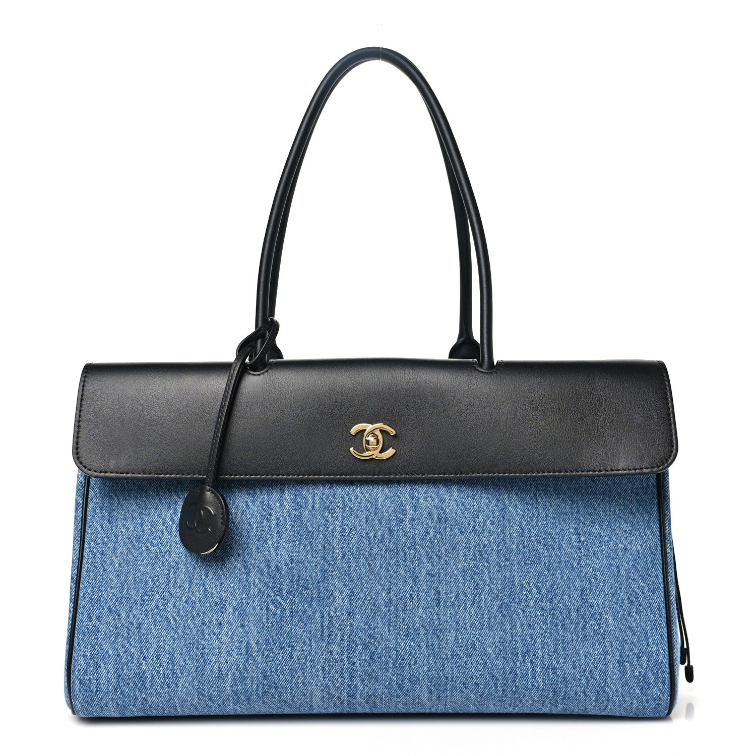 Chanel Denim Calfskin Urban Essentials Large Shopping Bag Blue Black 1 of 10