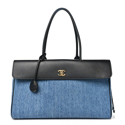 Chanel Denim Calfskin Urban Essentials Large Shopping Bag Blue Black 1 of 10
