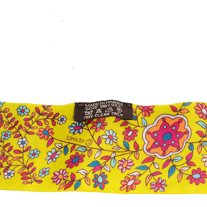 Hermes Silk L'Arbre De Vie Twilly Jaune Fluo Canard Rose 4 of 5