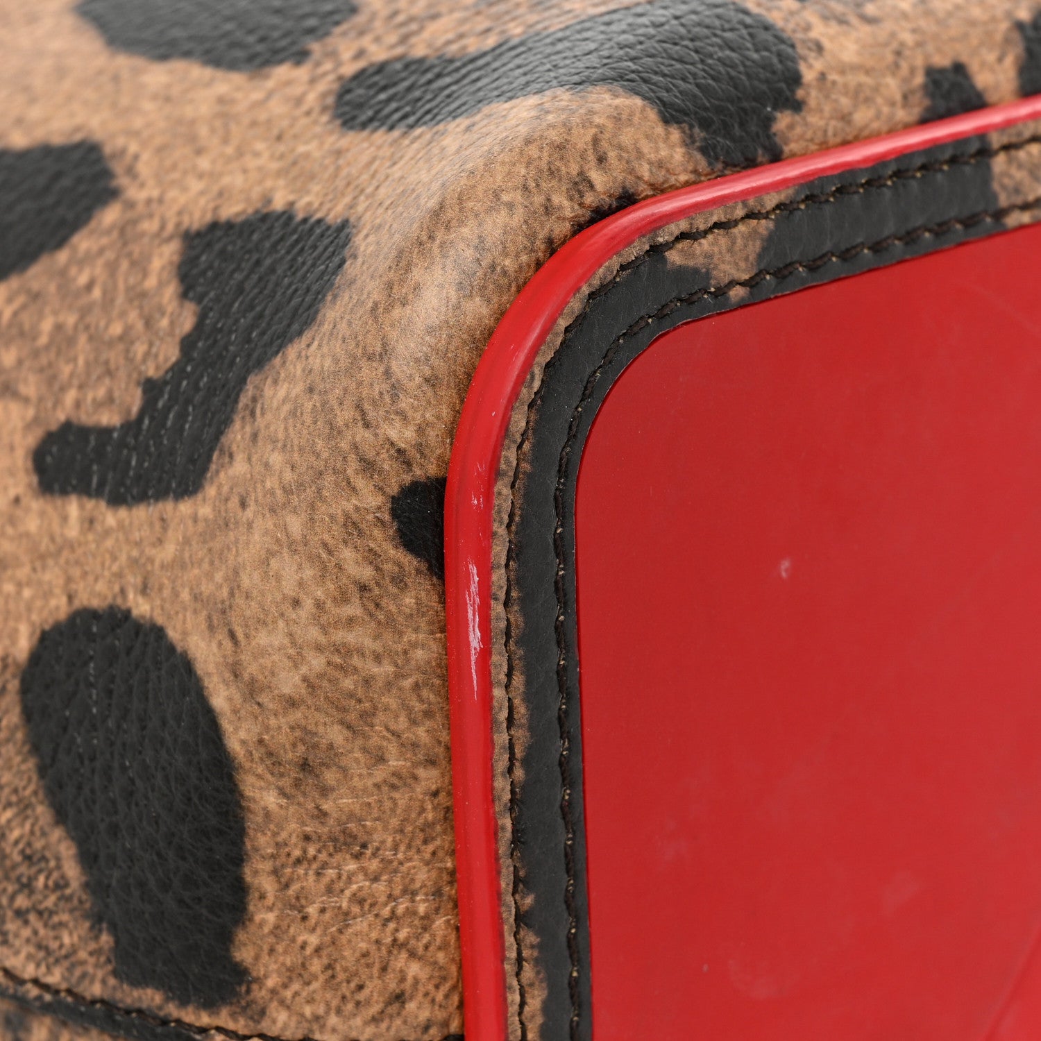 Christian Louboutin Calfskin Leopard Print Spikes East West Cabata Tote Brown 13 of 15