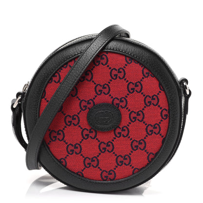 Gucci Monogram Multicolor Textured Calfskin Retro Interlocking G Round Shoulder Bag Red Blue 1 of 12