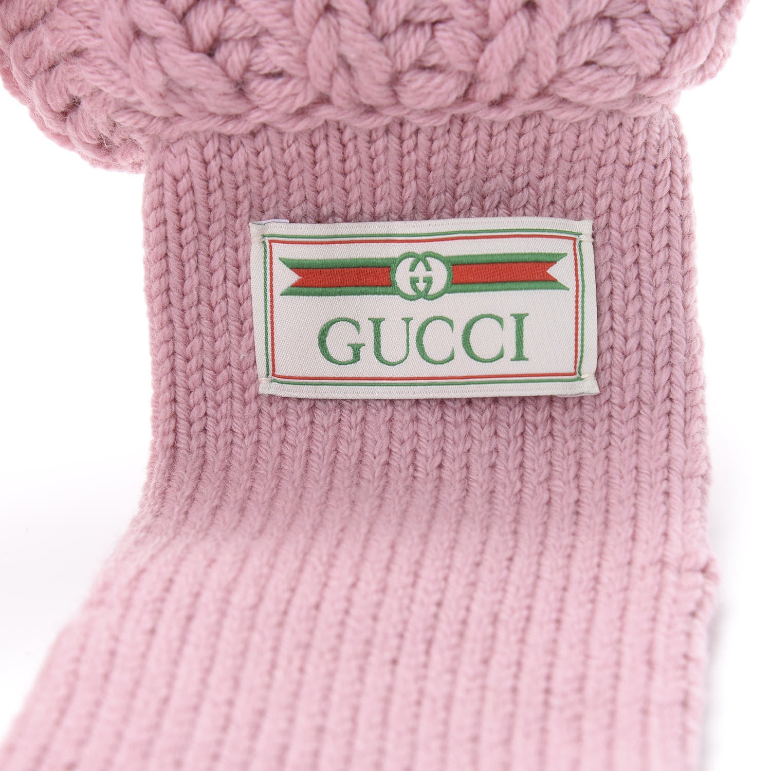 Gucci Wool Tricot Logo Bibiglove Gloves M Rose Mole 3 of 5